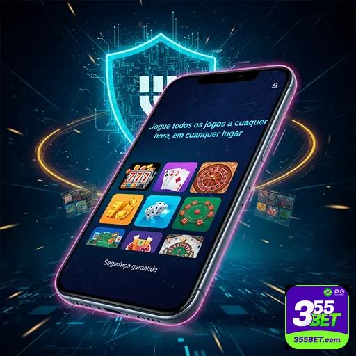 Imagem do aplicativo 355bet, plataforma de apostas, com o logo do site 355bet exibido na tela.